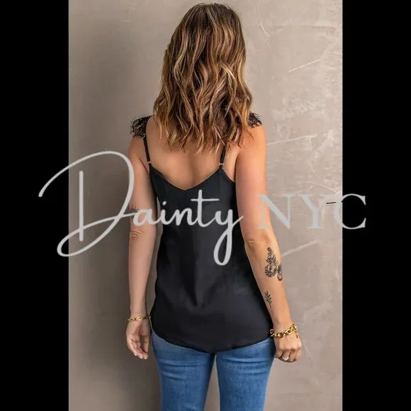 Dainty Lace Strap Front Button Tank Top - Picture 8 of 12